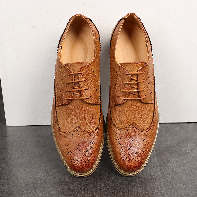 Men's Korean Style British Tide Breathable Wedding Hair Stylist Leather Shoes