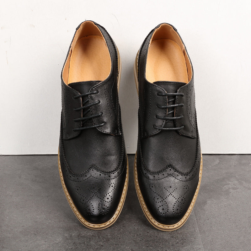 Men's Korean Style British Tide Breathable Wedding Hair Stylist Leather Shoes