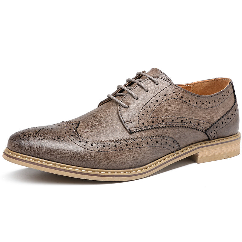Men's Breathable Brogue Business Formal Wear Green Leather Shoes