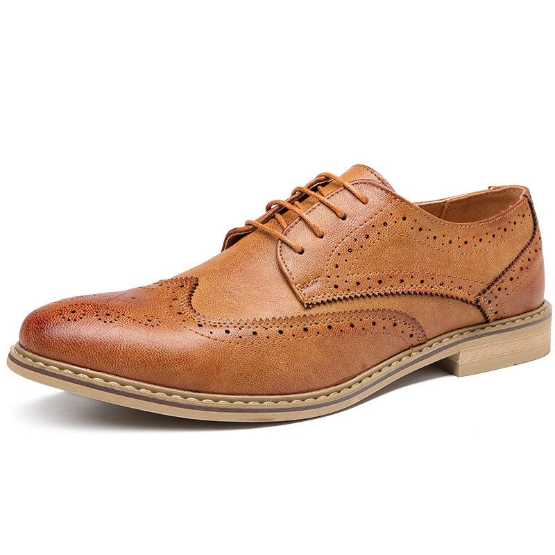 Men's Korean Style British Tide Breathable Wedding Hair Stylist Leather Shoes