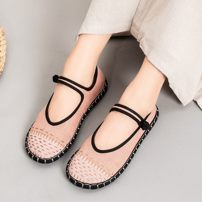 Women's Color Matching Handicraft Stitching Cloth Breathable Canvas Shoes