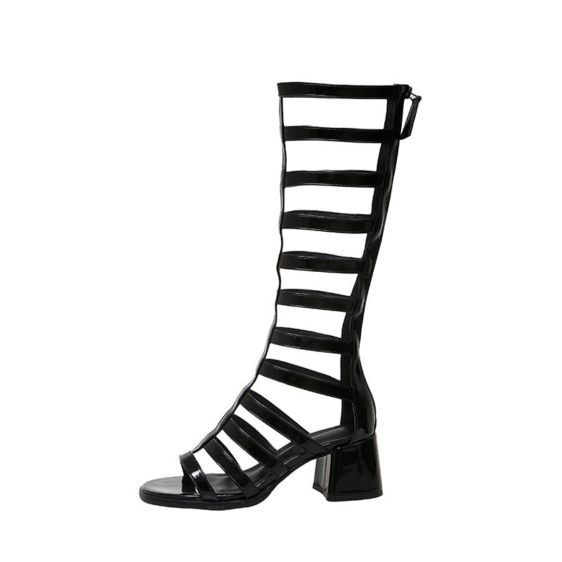 Women's High Round Toe Thick Leg Length Sandals