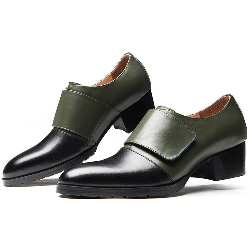Men's Breathable High Small Size Color Matching Leather Shoes