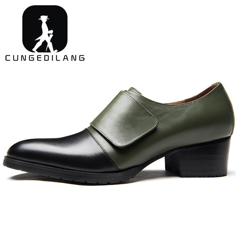 Men's Breathable High Small Size Color Matching Leather Shoes