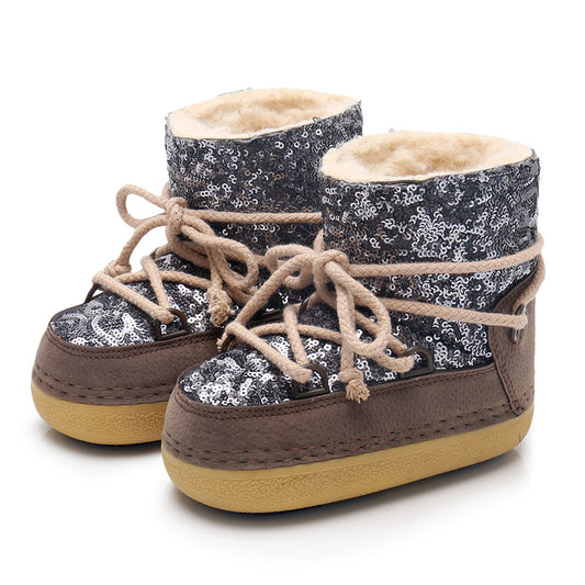 Children's Winter Warm With Veet Sequins Ski Snow Boots