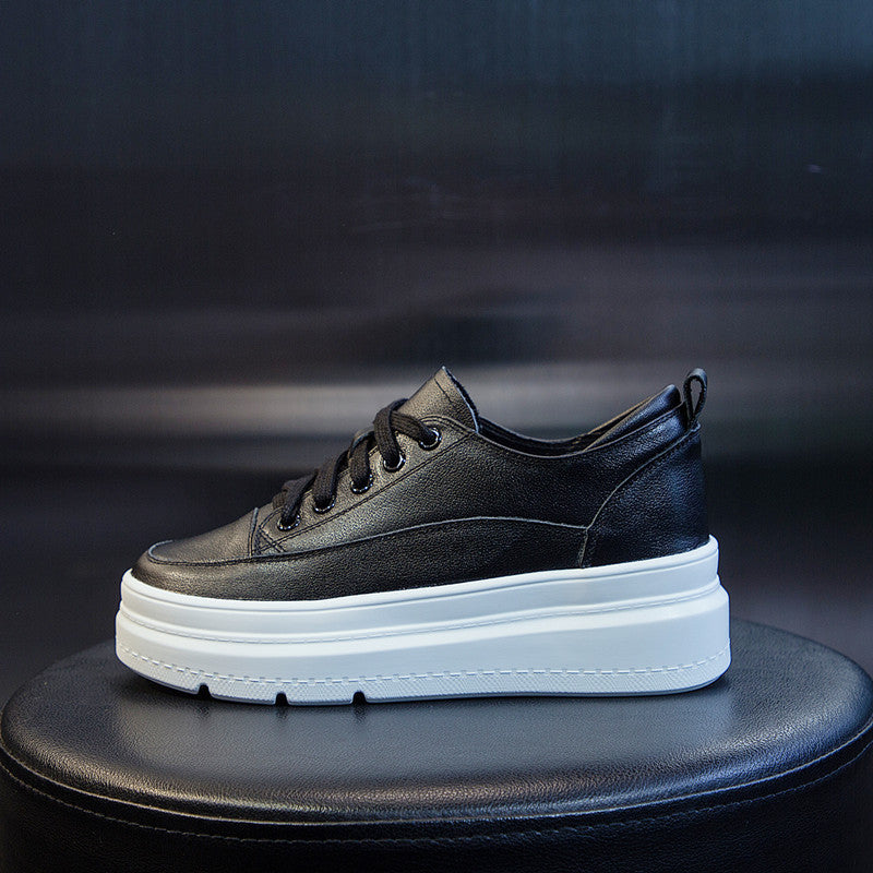 Women's White Spring Height Increasing Insole Platform Women's Sports Shoes