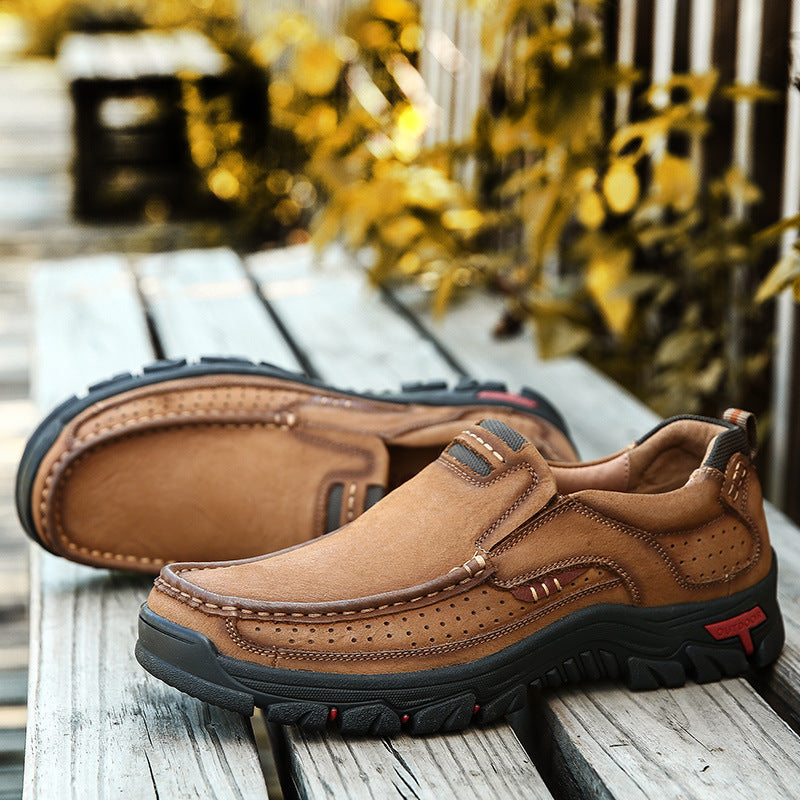 Men's Business Top Layer Authentic Hollow Out Leather Shoes