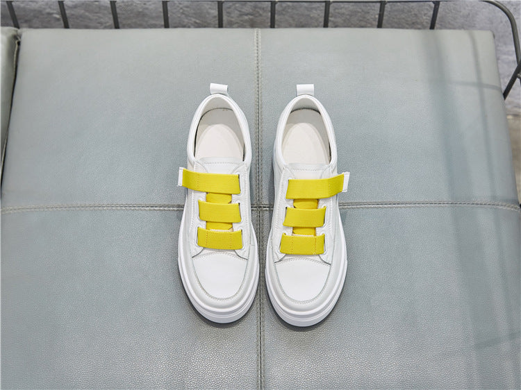 Women's White Fashion Cattlehide Platform Western Style Leisure Height Casual Shoes