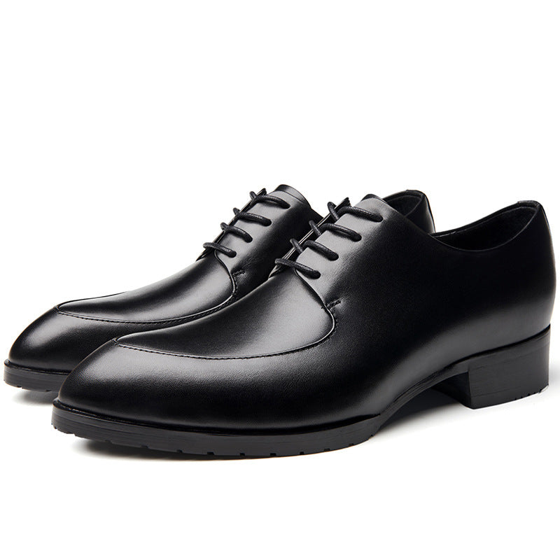 Men's Cowhide Pointed Hair Stylist Fashion Thin Leather Shoes