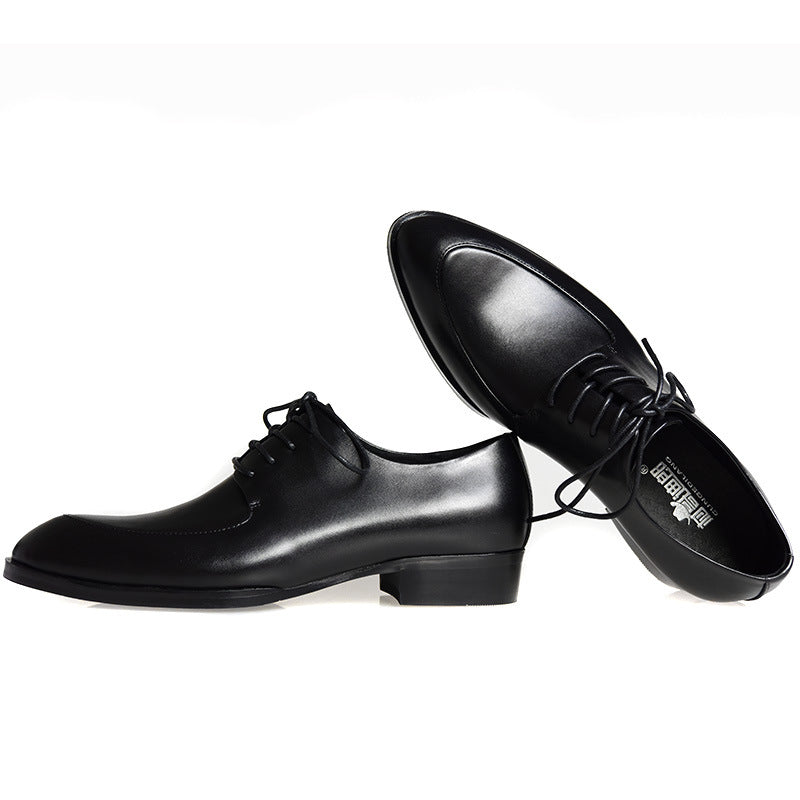 Men's Cowhide Pointed Hair Stylist Fashion Thin Leather Shoes