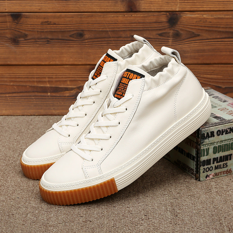 Men's Simple Pumps Solid Color Cowhide Durable Casual Shoes