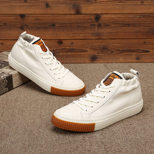 Men's Simple Pumps Solid Color Cowhide Durable Casual Shoes