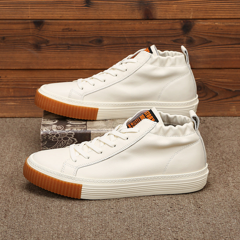 Men's Simple Pumps Solid Color Cowhide Durable Casual Shoes