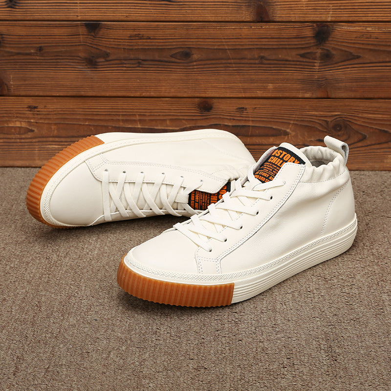 Men's Simple Pumps Solid Color Cowhide Durable Casual Shoes
