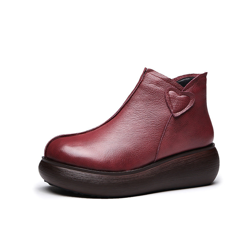 Women's Retro Platform Muffin Soft Bottom Side Zip Women's Shoes