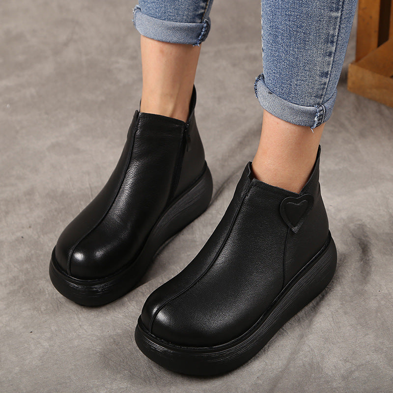 Women's Retro Platform Muffin Soft Bottom Side Zip Women's Shoes