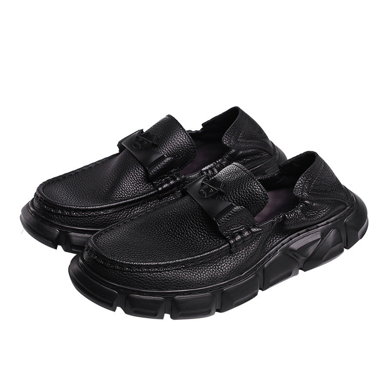Men's Platform Slip-on Comfortable Simple Black Lazy Casual Shoes