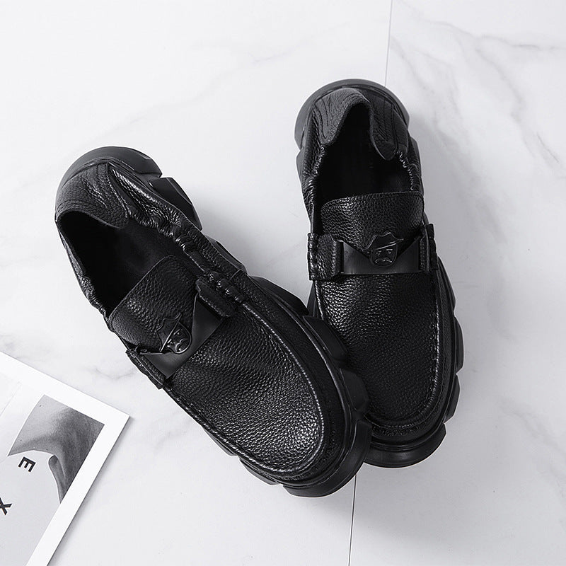 Men's Platform Slip-on Comfortable Simple Black Lazy Casual Shoes