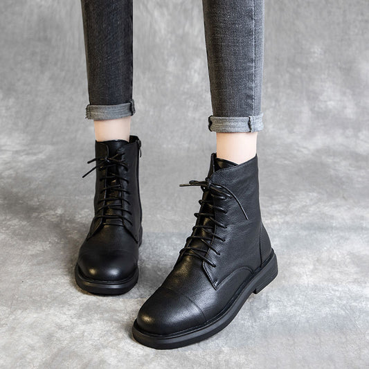 Women's Handmade First Layer Cowhide Booties Martin Boots