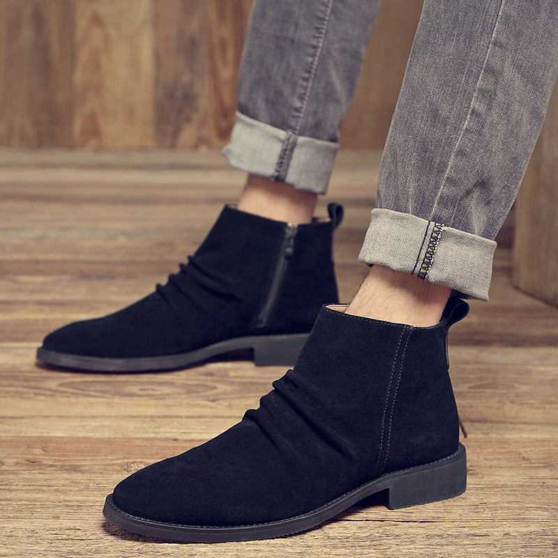 Men's Pointed Zipper Vintage British Trend Chelsea Boots