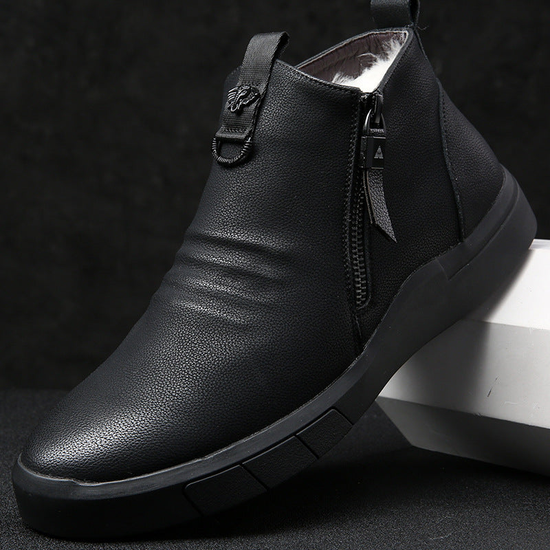Men's Genuine Wool Cotton Chelsea Fur Warm Men's Shoes