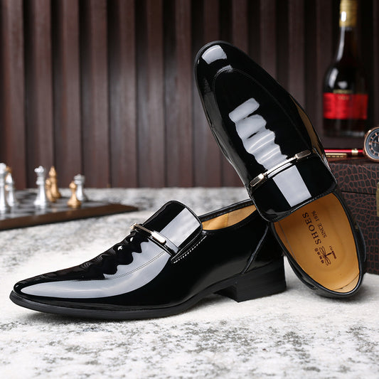 Men's Business Formal Slip-on Shiny Patent Breathable Leather Shoes
