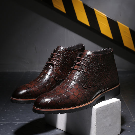 Men's Pointed Toe Front Breathable Mid Plus Boots