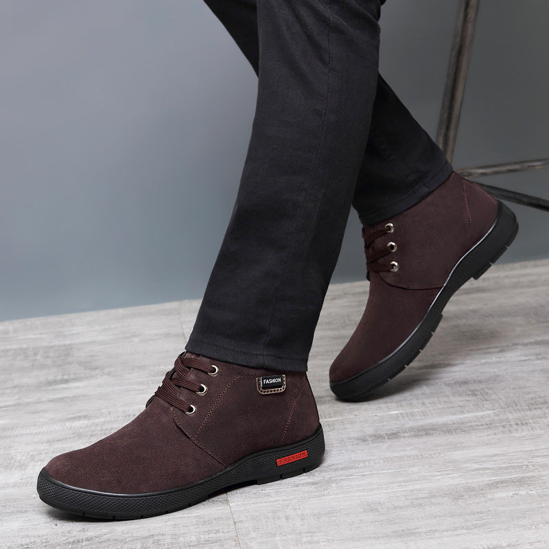 Men's Winter Wool Cotton Fleece-lined Warm Old Men's Shoes