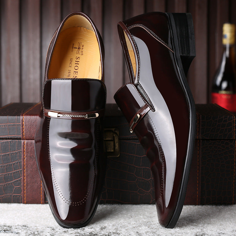Men's Business Formal Slip-on Shiny Patent Breathable Leather Shoes