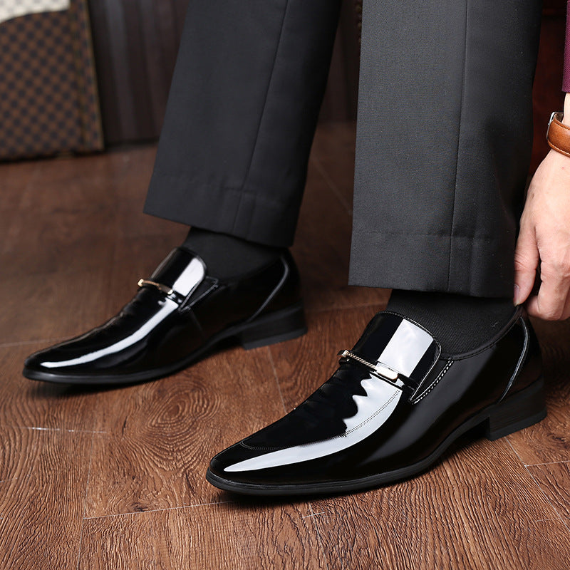 Men's Business Formal Slip-on Shiny Patent Breathable Leather Shoes