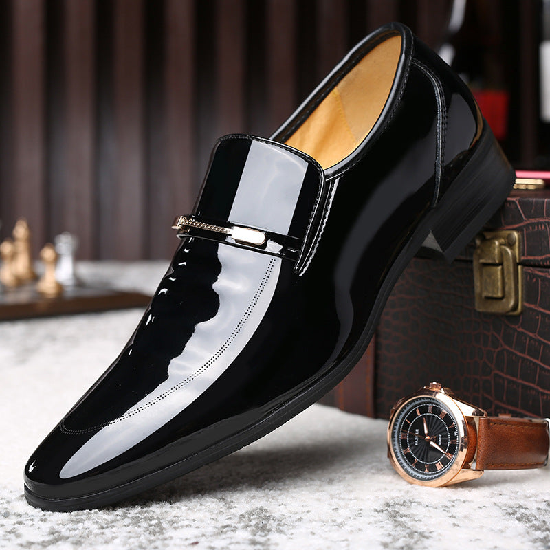 Men's Business Formal Slip-on Shiny Patent Breathable Leather Shoes