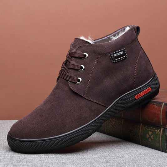 Men's Winter Wool Cotton Fleece-lined Warm Old Men's Shoes