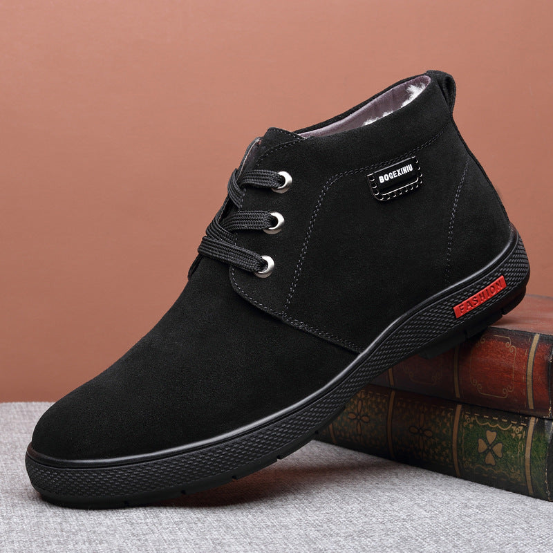 Men's Winter Wool Cotton Fleece-lined Warm Old Men's Shoes