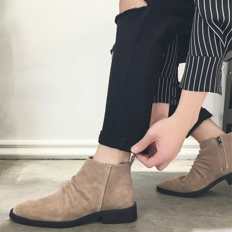Men's Pointed Zipper Vintage British Trend Chelsea Boots