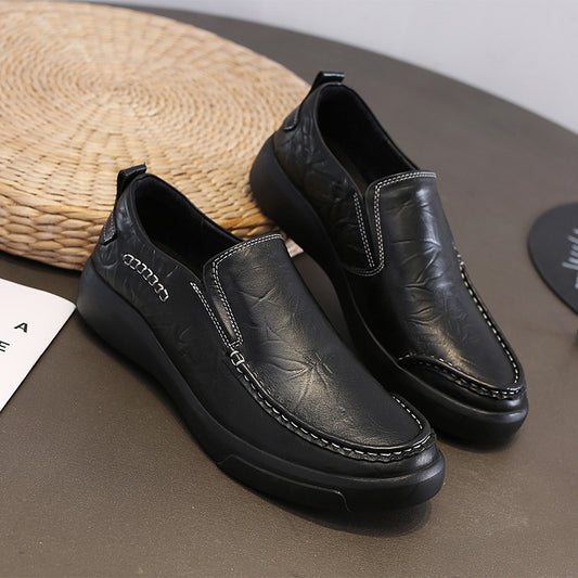 Men's Winter First Layer Cowhide Hand Grip Pattern Slip-on Comfortable Sneakers