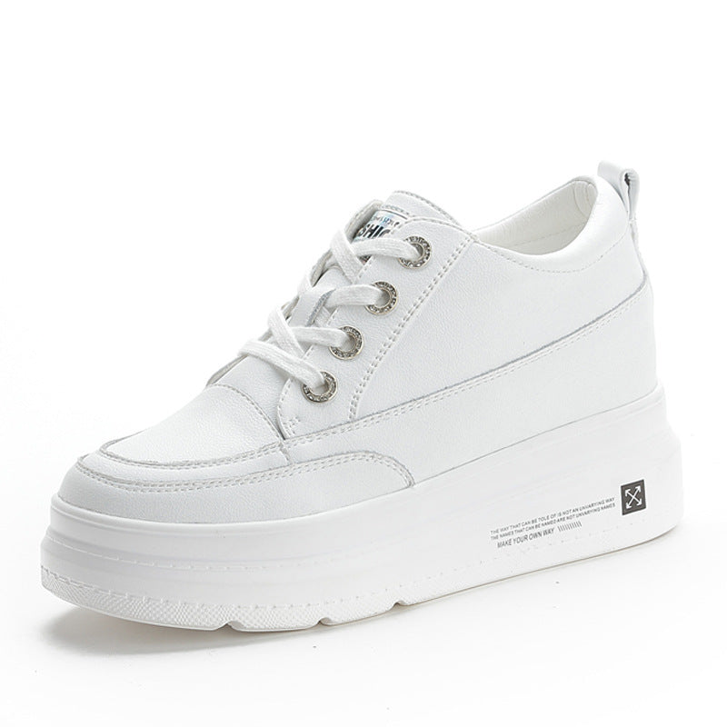 Women's Increasing Insole White Autumn Genuine Pumps Casual Shoes