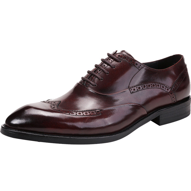 Men's Formal Genuine England Style Carving Brogue Wear Pointed Men's Business Leather Shoes