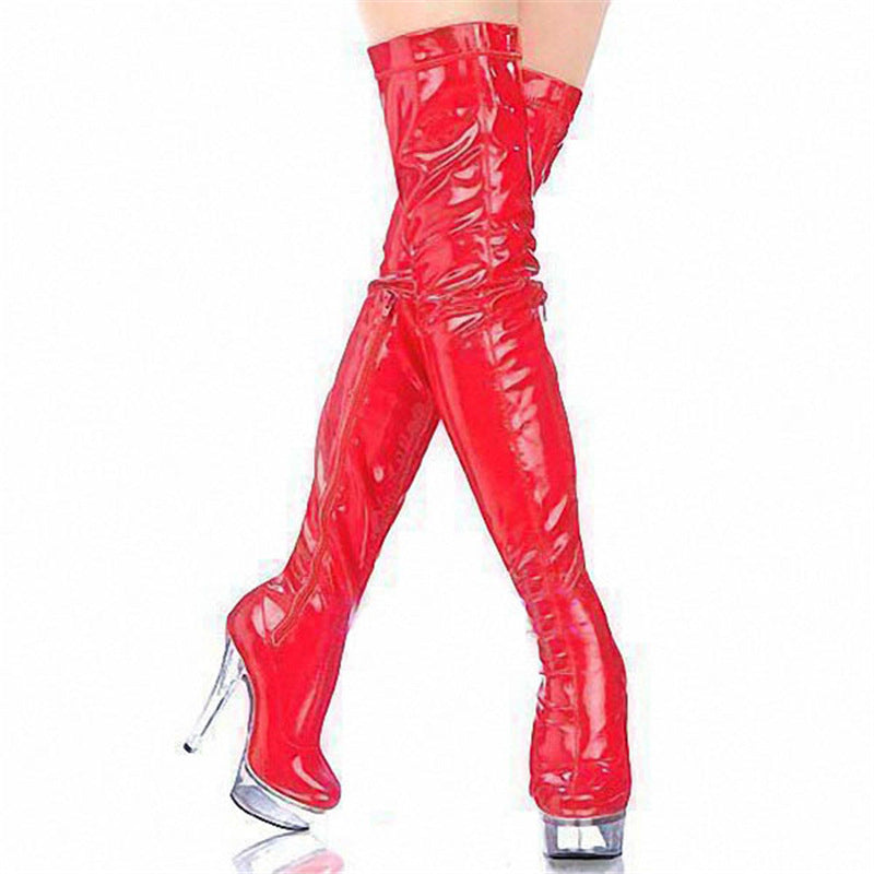 Patent Crystal Stretch High Below The Boots