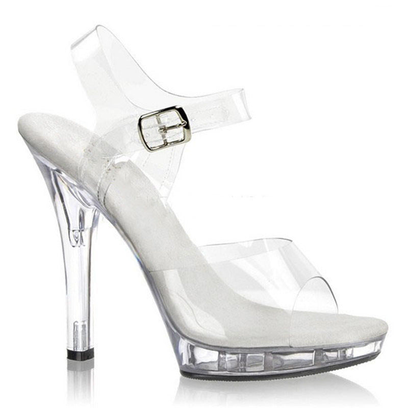 Women's High Transparent Nightclub Stage Catwalk Crystal Sandals