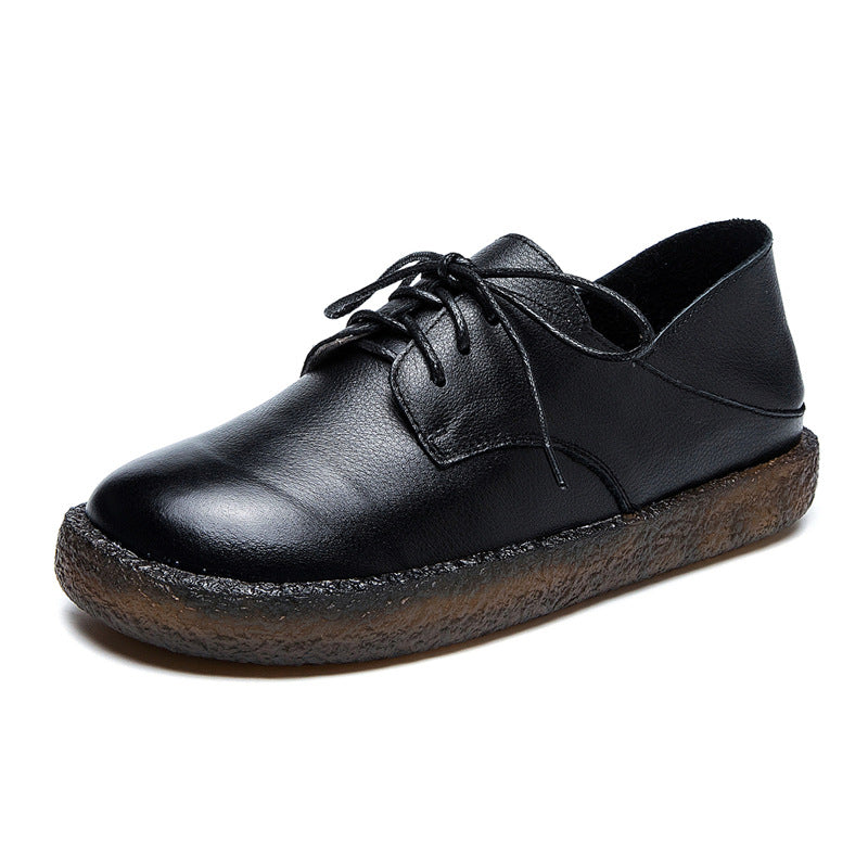 Genuine Pumps Autumn Lazy Broad First Layer Cowhide Soft Casual Shoes
