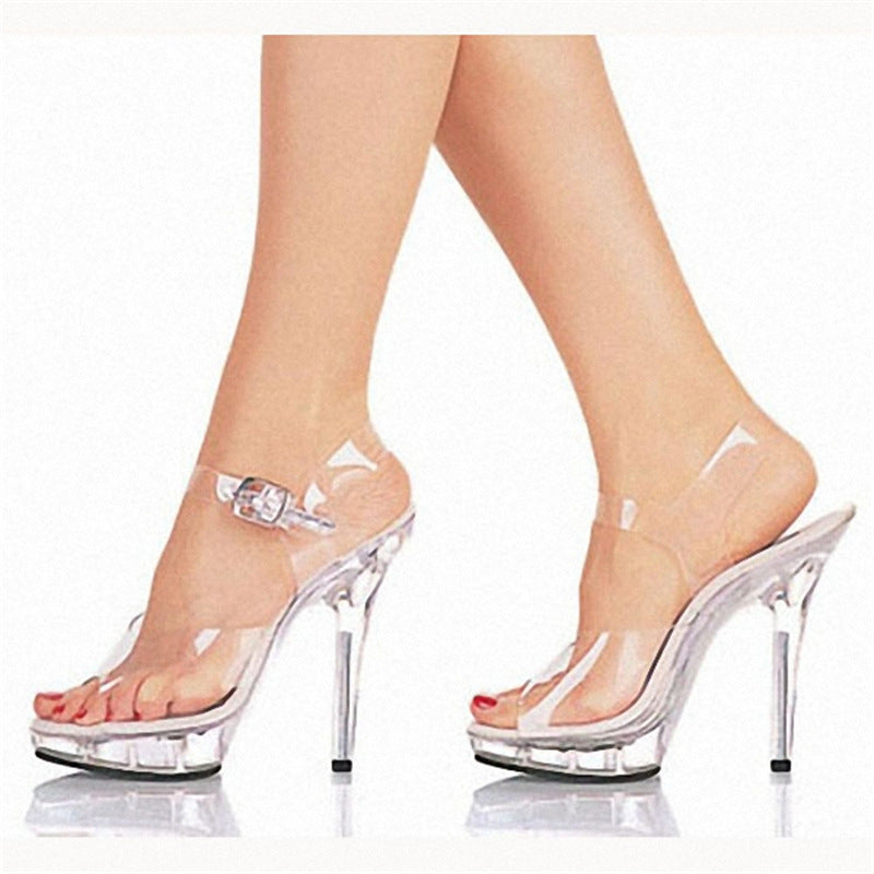 Women's High Transparent Nightclub Stage Catwalk Crystal Sandals