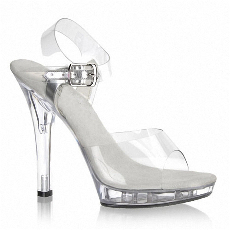 Women's High Transparent Nightclub Stage Catwalk Crystal Sandals
