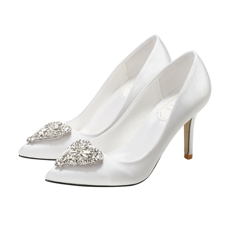 Women's Wedding Champagne Gold Dress Bridesmaid High Crystal Women's Shoes