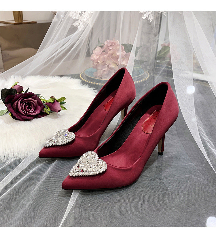 Women's Wedding Champagne Gold Dress Bridesmaid High Crystal Women's Shoes
