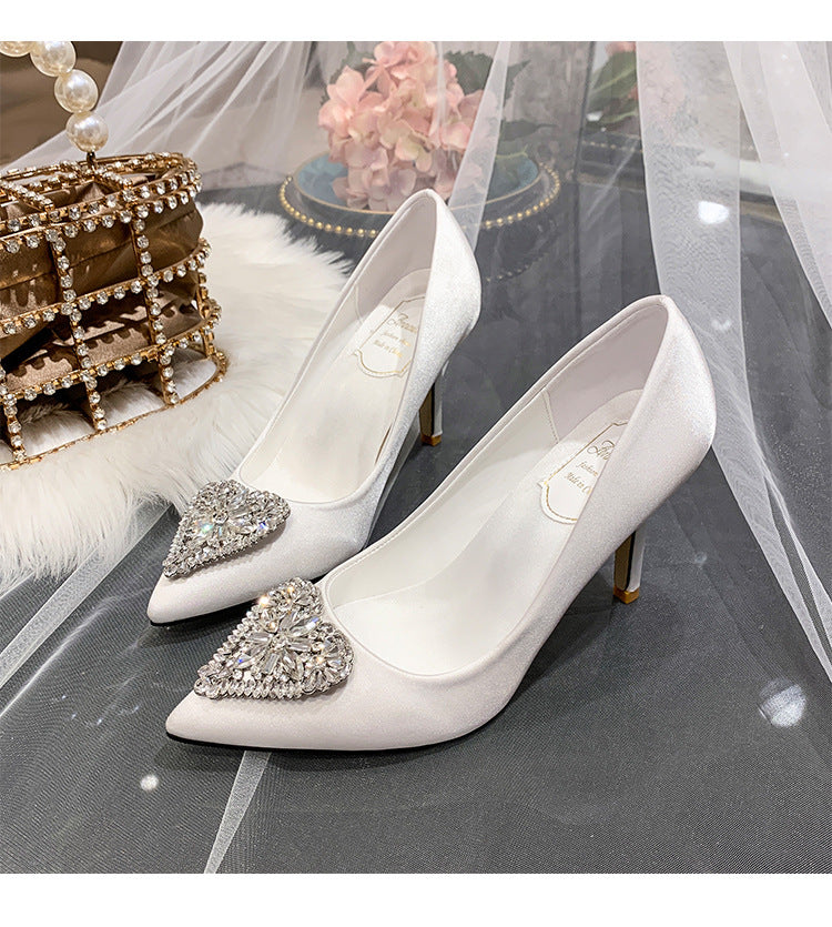 Women's Wedding Champagne Gold Dress Bridesmaid High Crystal Women's Shoes