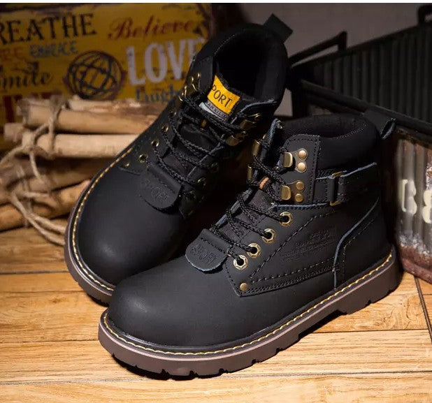 Men's Plus Size Martin British Worker Genuine Middle Snow Boots