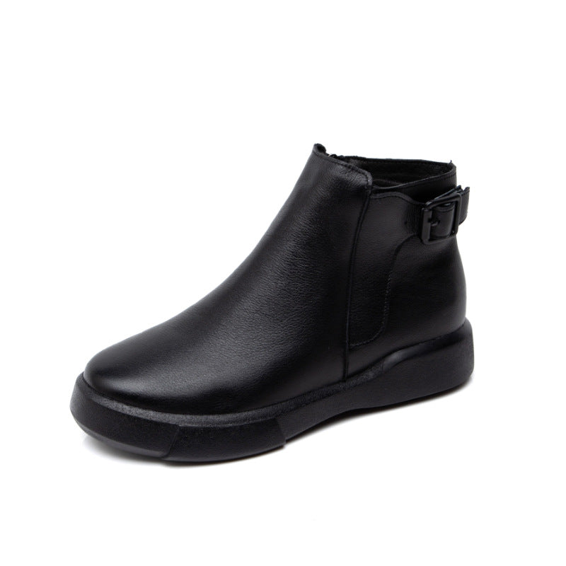 Women's For Fleece-lined Thick Rubber Sole Handmade Cowhide Boots