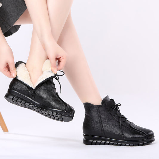 Mom Cotton First Layer Cowhide Warm Woolen Women's Shoes