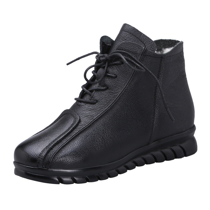 Mom Cotton First Layer Cowhide Warm Woolen Women's Shoes