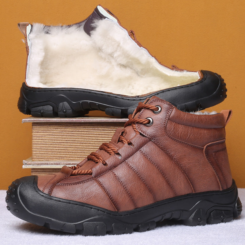 Men's Wool Warm Cotton Outdoor Mountaineering Plus Veet Northeast Men's Shoes